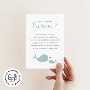 Godfather request card to print (PDF) - printable godfather announcement card - will you be my godfather poem card