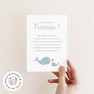 Godfather request card to print (PDF) - printable godfather announcement card - will you be my godfather poem card