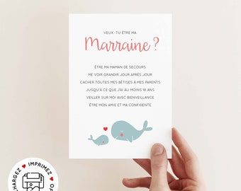 Godmother request card to print (PDF) - printable godmother announcement card - will you be my godmother poem card