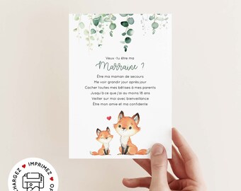 Godmother request card to print (PDF) - printable godmother announcement card - will you be my godmother poem card
