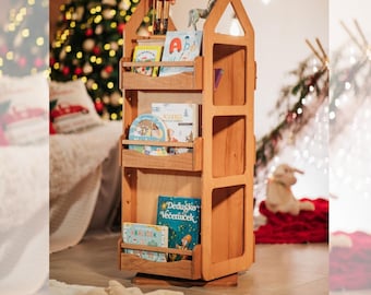 Rotating front face wooden montessori bookshelf, Kinder Bücherregal