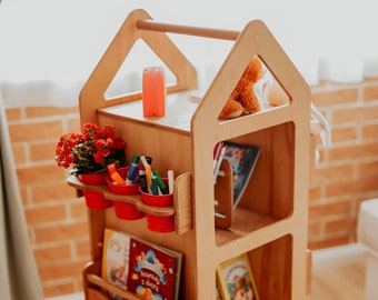 2in1 Rotating Toy storage + Large Montessori bookshelf, Montessori toy shelf, Kids bookshelf,Kinder Bücherregal , Kids bookcase,