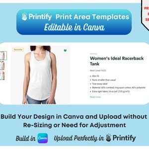 Editable in Canva - Design Templates for Racerback Tank Tops | Print On Demand Guides for Next Level 1533 - 3000 x 5100 px