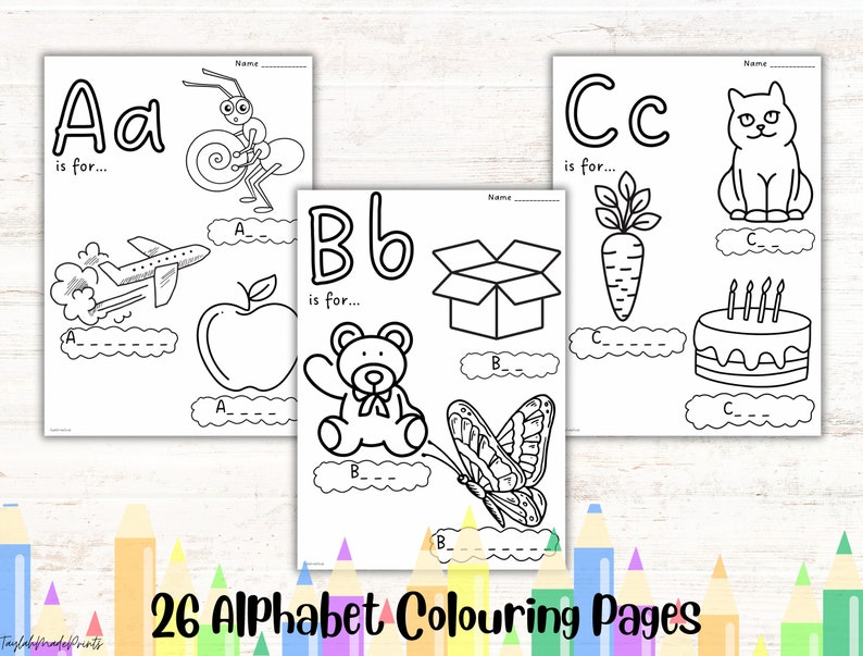 A-Z Colouring Pages for Children Printable Alphabet Colouring - Etsy