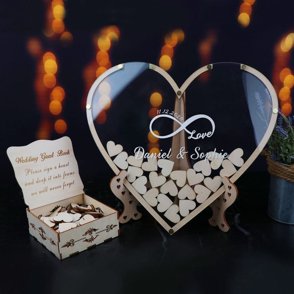 Wedding Ceremony Decor, Guest Book Alternative, Wood Decorations, Drop Box Heart, Bridal Shower Gift, Guest Book Sign,