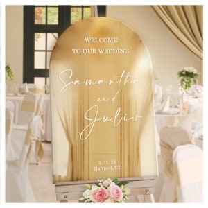 Arched Wedding Sign Gold Mirror Welcome Sign Wedding Reception Signage Welcome to the Wedding Wedding Stationery image 2