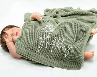 Personalized Baby Blanket | Soft Cotton Knit | Custom Baby Name Blanket | Baby Shower Gift | Newborn Blanket | Keepsake Gift for Baby