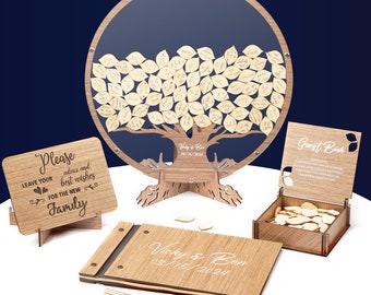 Custom Wedding Wooden GuestBook Wedding Guest Book Alternative, Family Tree Guest Book Wedding - Wood, Personalized Wedding Decor