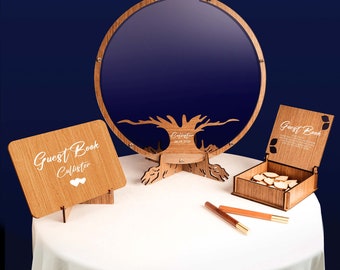 Wedding Guest Book Alternative, Family Tree Guest Book Wedding - Wood, Personalized Wedding Decor