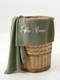 Personalized Organic Cotton Knit Baby Blanket: Embroidered Name Keepsake