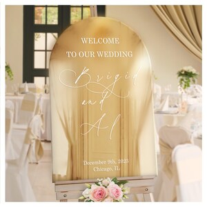 Arched Wedding Sign Gold Mirror Welcome Sign Wedding Reception Signage Welcome to the Wedding Wedding Stationery image 3