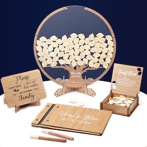 Bruiloft gastenboek alternatief, stamboom gastenboek bruiloft hout, gepersonaliseerde bruiloft decor afbeelding 3