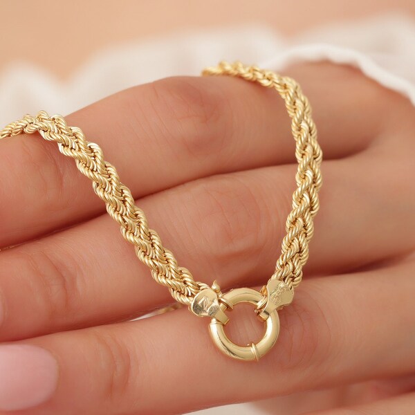 14k Gold Rope Bracelet Etsy