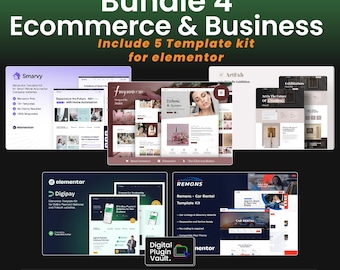 5 Elementor Template Kit Bundle – Business & E-Commerce WordPress Templates