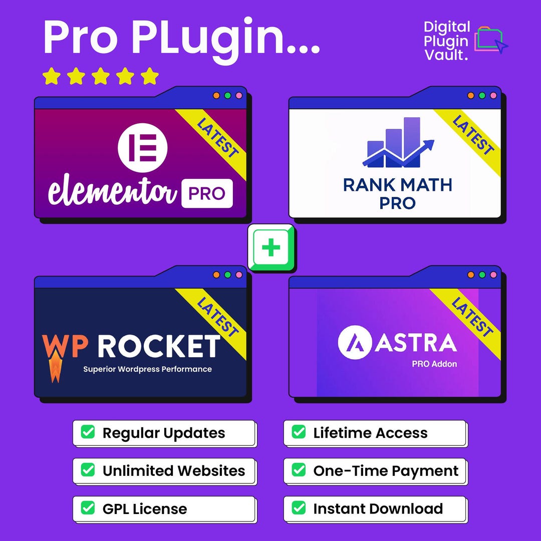 Wordpress Plugin Bundle | Elementor Pro + Rank Math Pro + WP Rocket Pro ...