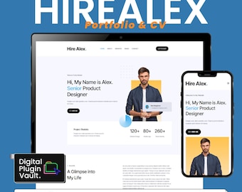 Hirealex CV Portfolio Website Template kit | Elementor Pro, WordPress Theme
