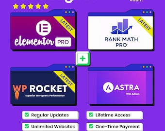 Ensemble de plugins Wordpress | Elementor Pro + Rank Math + WP Rocket + Astra | Licences GPL | Sites illimités