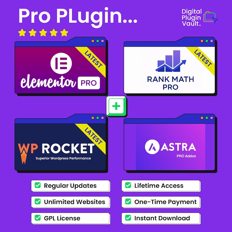 Wordpressplugin-Bundle | Elementor Pro + Rank Math + KW Rakete + Astra | GPL Lizenzen | Unbegrenzte Seiten Bild 1