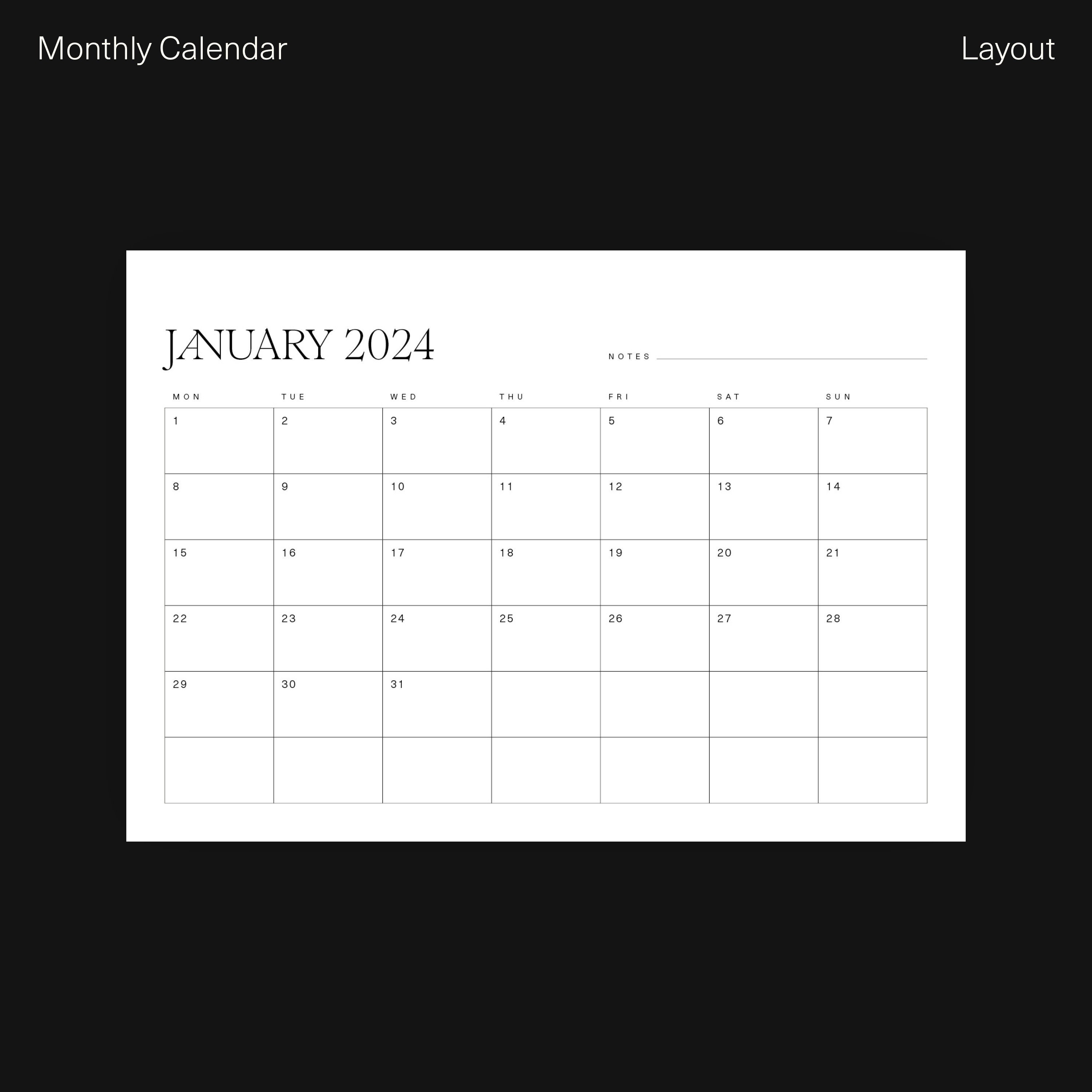 2024 Monthly Calendar Printable: Plan &amp; Organize Your Year - Etsy UK