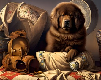 Tibetan Mastiff Tibet China Digital Download, Wall Art, Digital Art Print, Printable Wall Art, Dog Print, Digital Print