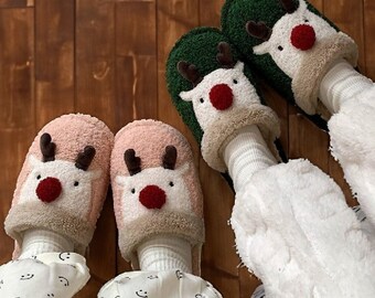 Christmas Slippers Christmas Elk Comfortable Cotton Slippers