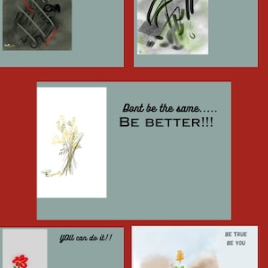 Coleção de cartões motivacionais Timeless Doodle art Stay Positive - pacote com 5 cartões para download digital