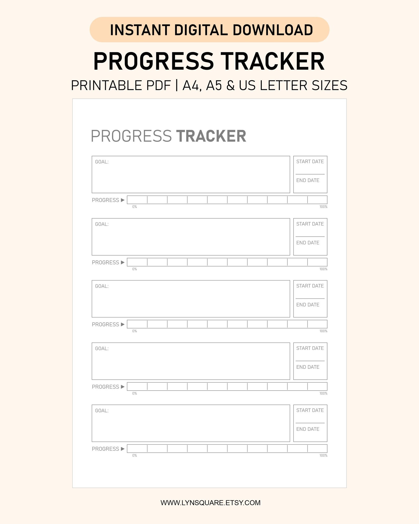 Progress Tracker Goal Tracker Routine Tracker - Etsy