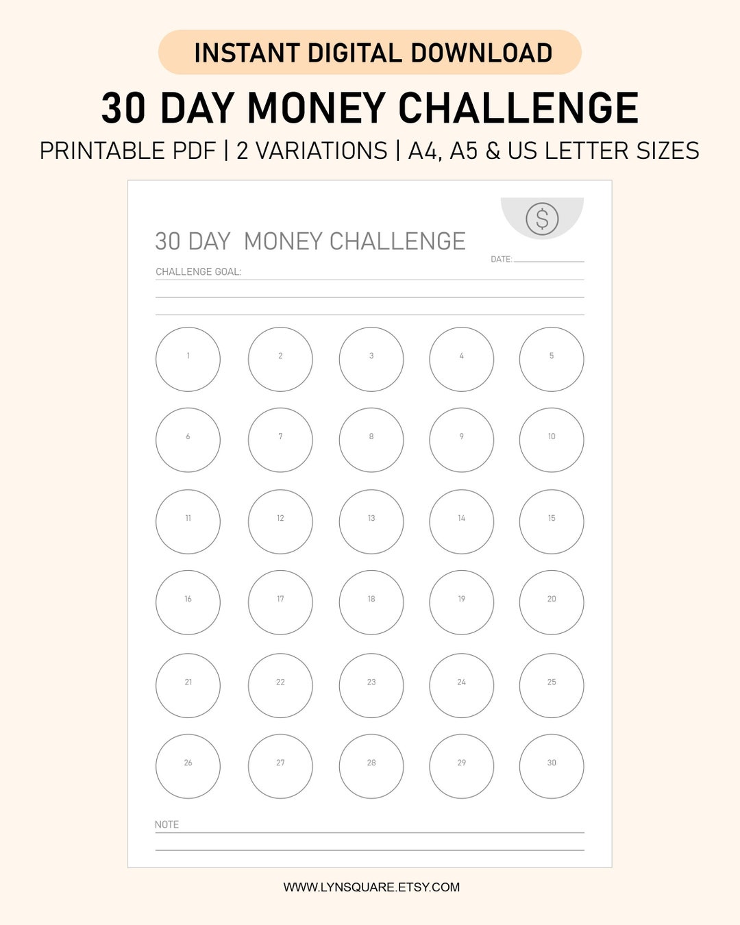 30 Day Money Challenge Savings Challenge Monthly Money Challenge No