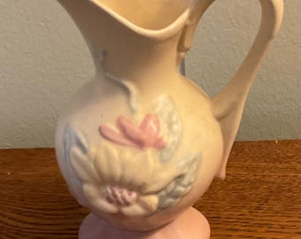 Vintage 1940s Hull Magnolia Art Pottery Ewer 1 Handle Ceramic Flower Pitcher
