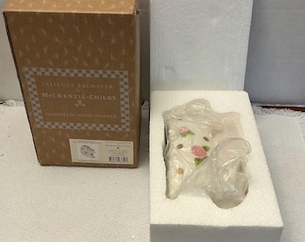 Mackenzie-Childs Patience Brewster REALLY ROSY RABBIT Candle Holder New Open Box