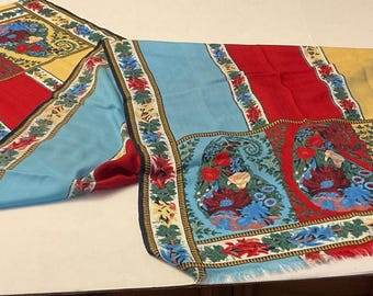 Metropolitan Museum of Art Scarf Wrap Cashmere Blend Paisley Border Striped NWT