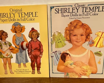 Original Shirley Temple PAPER DOLLS in Full Color & Classic Lot of 2 No Cut Outs