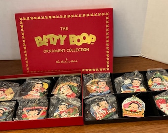 Danbury Mint VTG Betty Boop 12 Piece Set Christmas Ornament Collection in box