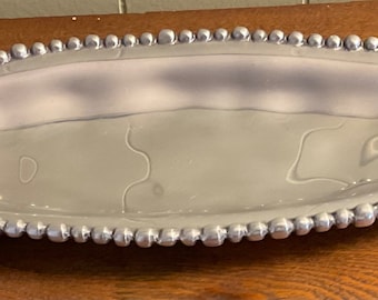 Lenox Organics Bead  18”x8” oval bread tray aluminum