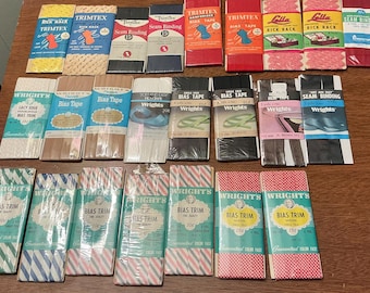 Lot of 24 vintage Sewing Notions Rick Rack Hem Bias Tape Trim 60s-80s NOS NIP