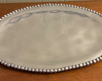 Lenox Organics Bead  19”x13” oval serving tray aluminum