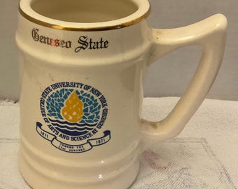 Vintage New York State University College Geneseo Beer Mug Tankard Stein 1971
