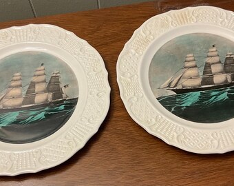 Pair of (2) Delano Studios Setauket NY Sovereign of the Seas Decorative Dinner Plate 10"