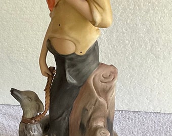 Vintage Capodimonte Italy Ethan Allen Figurine Boy Dog signed S.Martino 48864