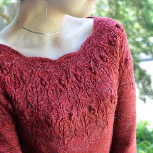 knitting pattern Coryn Sweater, top-down sweater pattern, circular yoke sweater pattern, in English, German, Danish and French