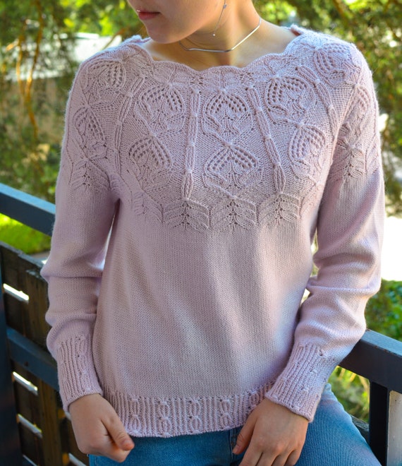 Fleurine Sweater Knitting Pattern, Top-down Sweater Pattern Fleurine Sweater Knitting Pattern, Top-down Sweater Pattern