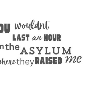 Je zou het geen uur volhouden in het asiel SVG, Tortured Poets SVG, Cricut