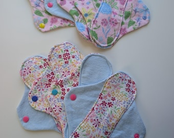 Reusable flannel pantyliners, set of 4, 8.5 inch long