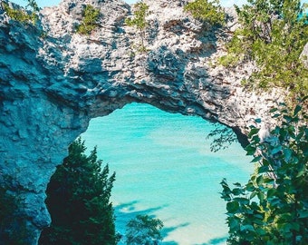 Captivating Arch Rock on Mackinac Island Canvas Wall Art Print | Michigan Nature Photography | Travel Photography | Geologic Feature