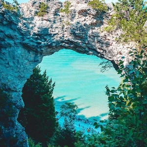 Captivating Arch Rock on Mackinac Island Canvas Wall Art Print | Michigan Nature Photography | Travel Photography | Geologic Feature