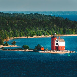 Round Island Lighthouse Landscape Print - Majestic Beauty of Mackinac Island, Michigan | Professional Museum Grade Photo Paper | Fine Art