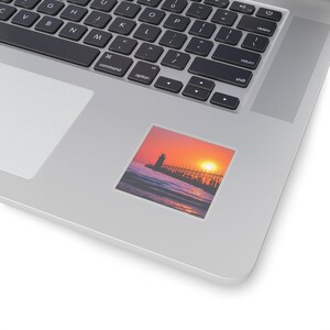 South Haven South Pier Lighthouse Sunset Sticker - Michigan Nautical Decor | Travel Photography decoration