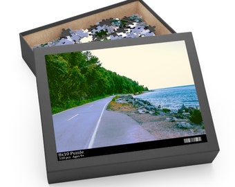 Tranquil Mackinac Island Bicycle Highway Landscape | Michigan Jigsaw Puzzle (120, 252, 500-Piece) | Great Lakes Travel Photography