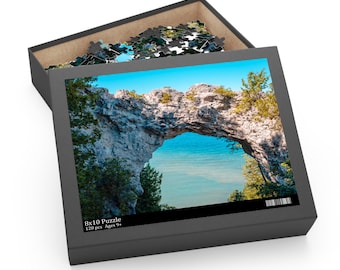 Serenity Captured: Arch Rock Landscape Puzzle - Mackinac Island, Michigan (120, 252, 500-Piece) | Great Lakes Travel Photography