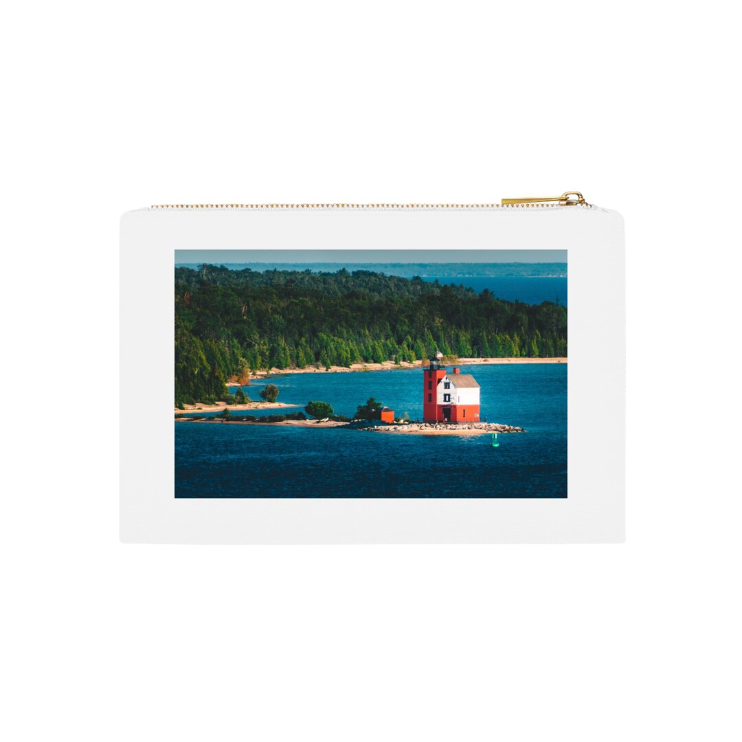 Scenic Round Island Lighthouse Mackinac Island Cosmetic Bag - Lake ...